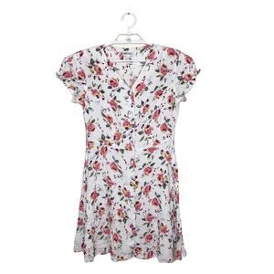 Vtg Women's Light Floral Rose Button Up Dress 90s‎ Cottage Romantic Coquette- 10